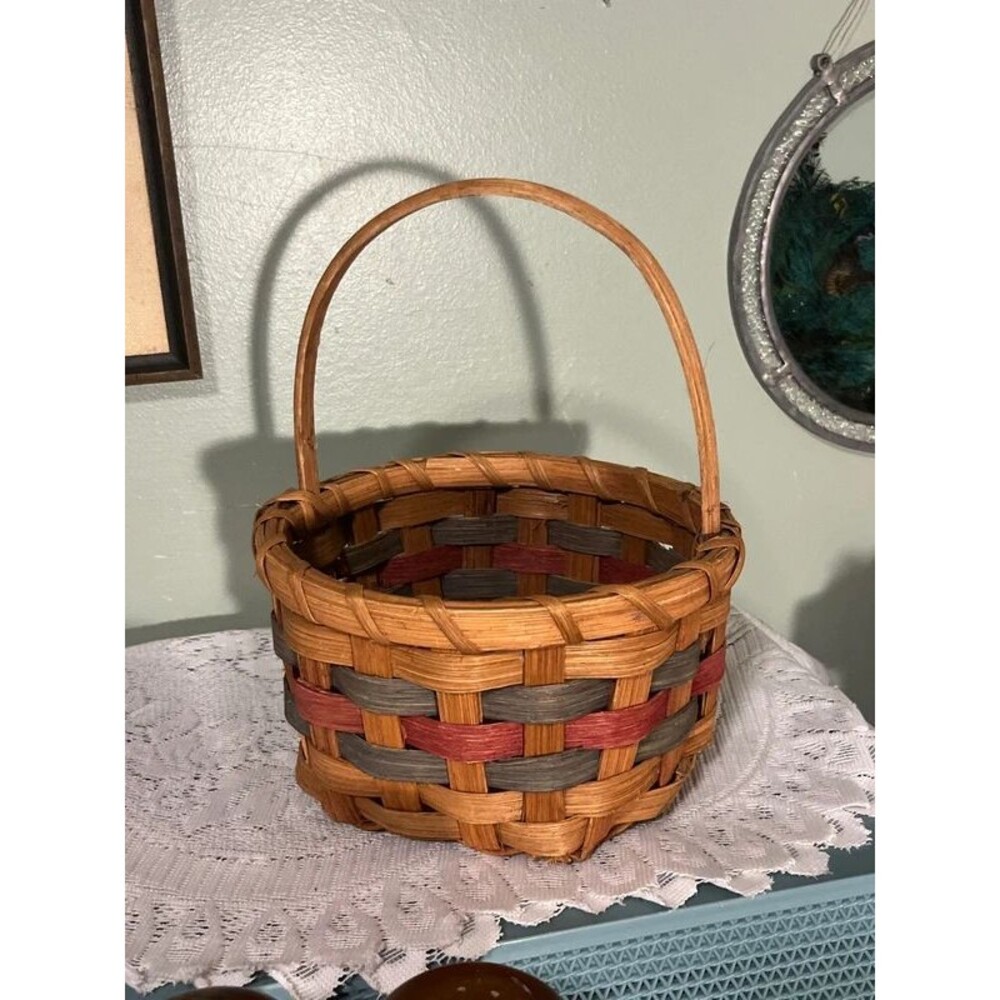 Hand woven vintage wicker basket